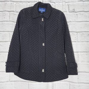 Mackintosh New England Womens Black Quilted Zip Up Toggle Lined Jacket Sz Large